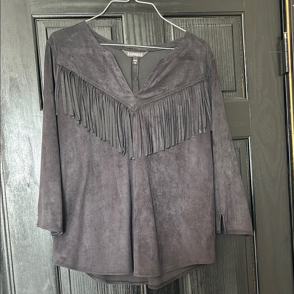 Express Suede Top in Black Sz M